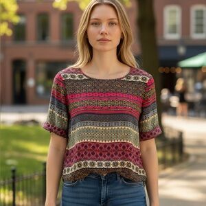 Colorful Patterned Women's Top